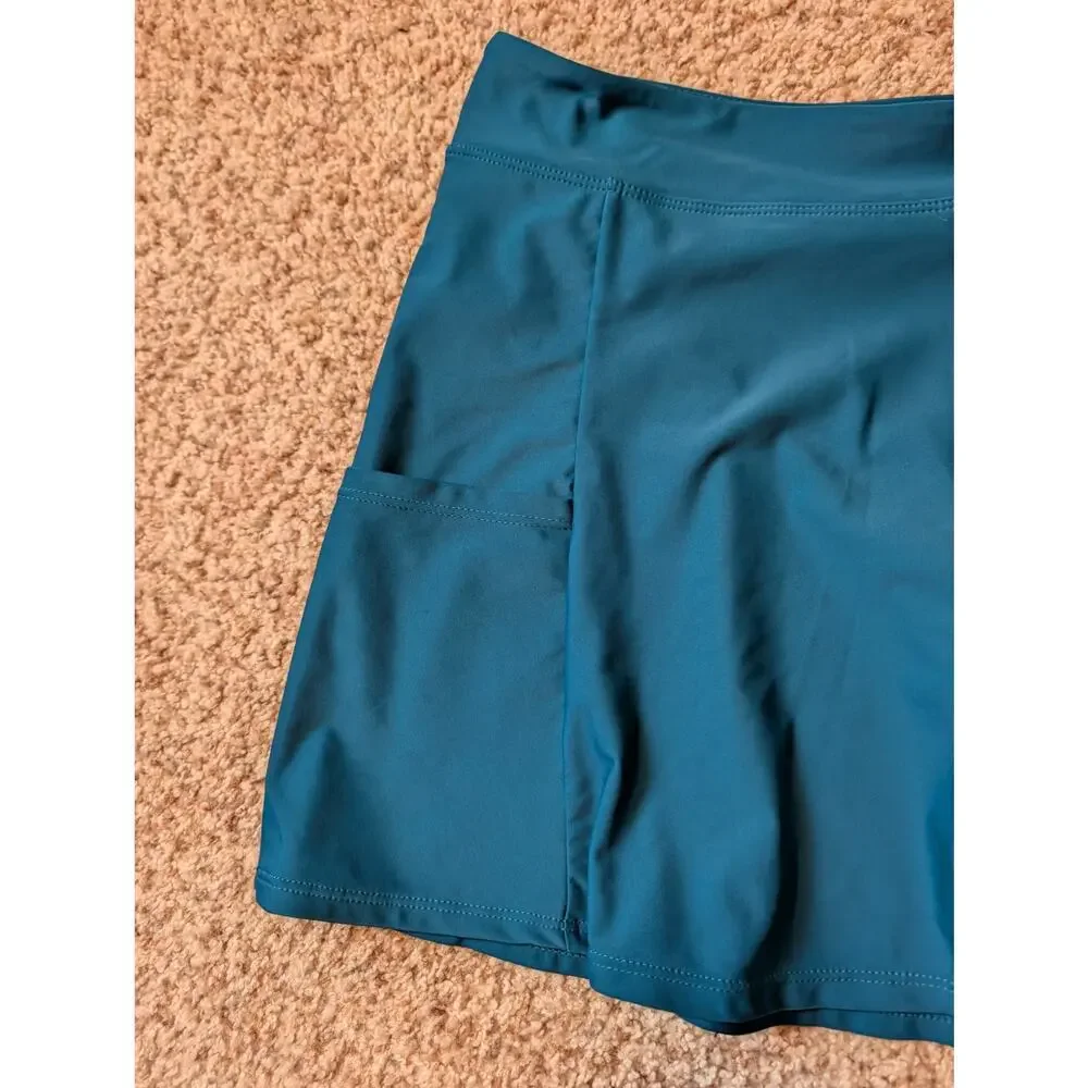 HILOR women's swim bikini bottoms/athletic workout skort, size 14, Teal